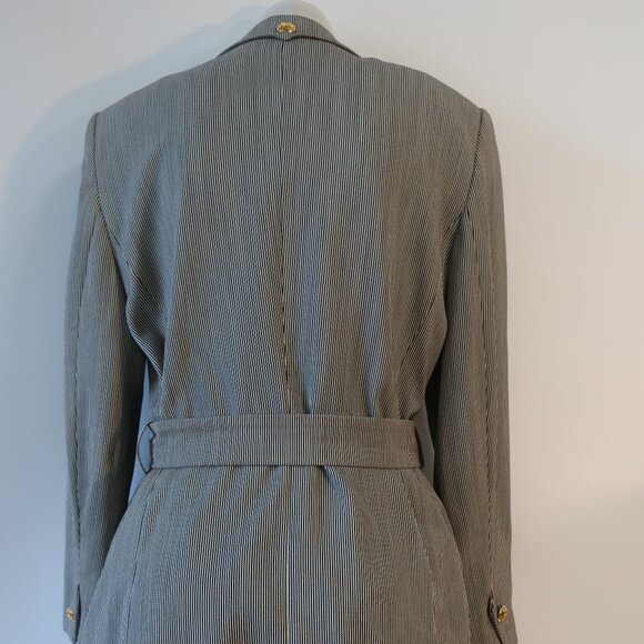 Escada Margaretha Ley Bergdorf Goodman Black White Pinstriped Pantsuit 38 US/M - Picture 7 of 16